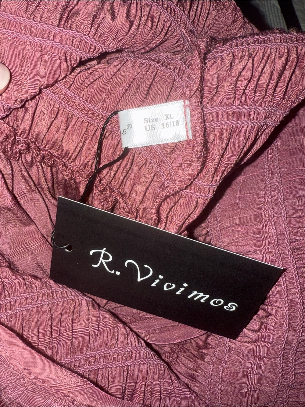 Women's Dusty Rose Long Tiered Maxi Dress with Smocked Bodice - Picture 5 of 5